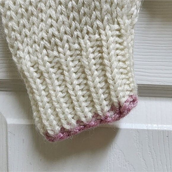 Foxmoor Sweater Womens S Cream Pastel Floral Handknit Open Weave Vintage Grandma - Picture 6 of 13
